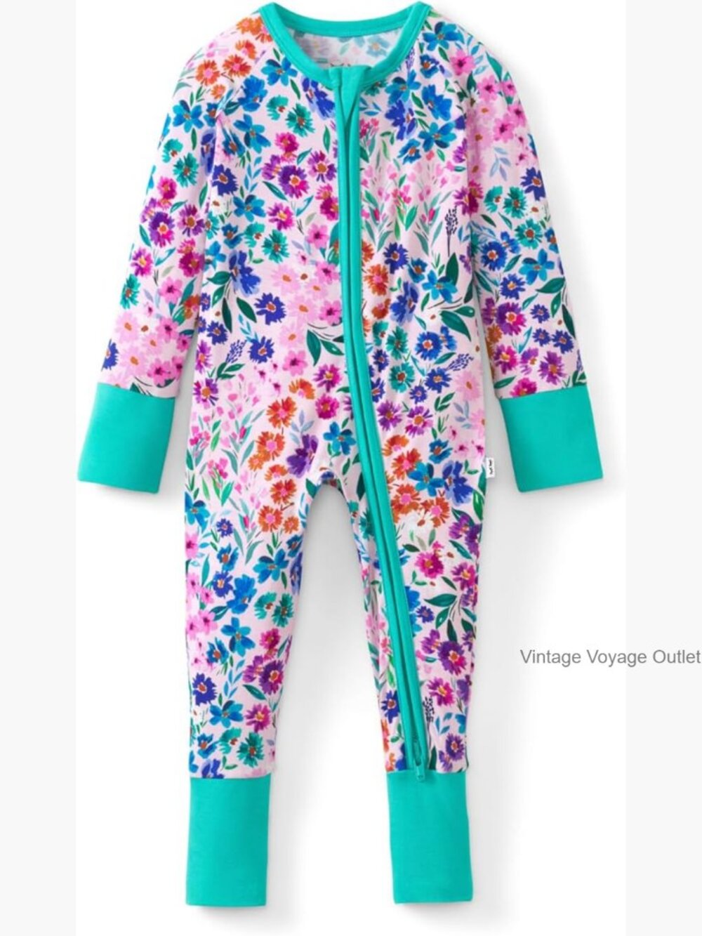 Viscose from Bamboo Baby Pajamas, 2-Way Zipper, Fold Over Mittens & Foot Cuffs,